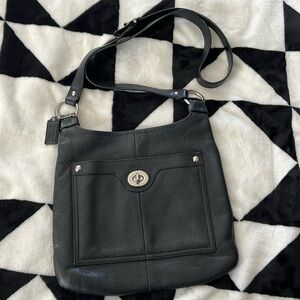 Coach F16533 Penelope Black Leather Crossbody Bag